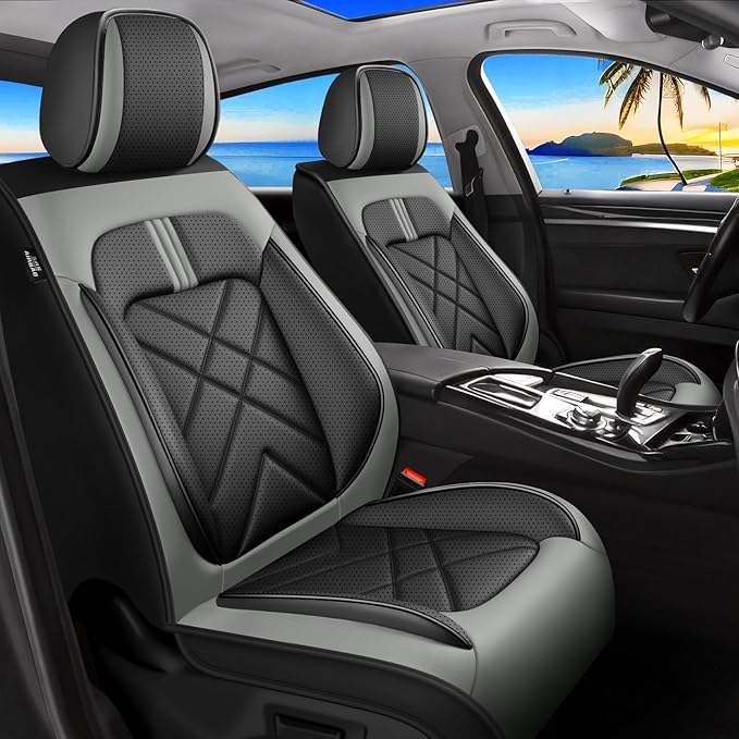CX-5 Car Seat Covers Custom Fit for Mazda CX-5 2013-2025 2026, Full Coverage Leather Waterproof Breathable Seat Covers, Automotive Seat Protectors, Airbag Compatible(Full Set Seats, Black Gray)