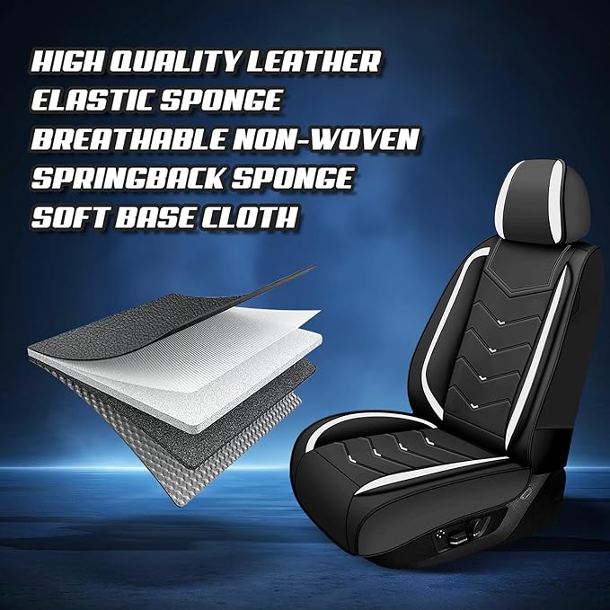 Car Seat Covers for Mercedes-Benz S-Class 2005-2026, Premium Nappa Leather Car Seat Cover, Stylish Sport Seat Covers， Automobile Seat Cover Sets.(Standard 5 Seats/Black White)