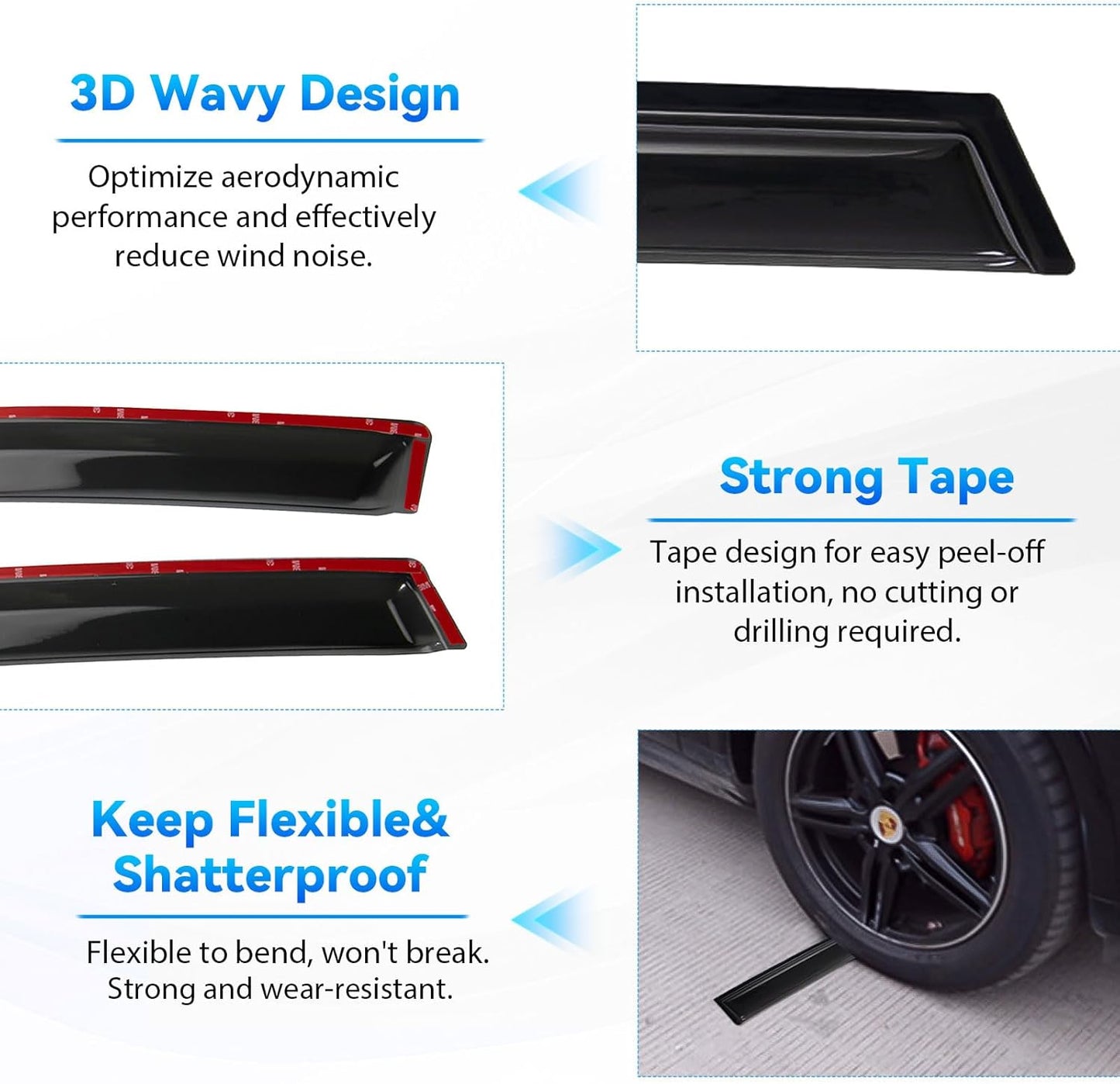 4pcs Front+Rear Smoke Tint Sun/Rain Guard Outside Mount Tape-On Vent Window Visors Compatible with 11-17 X3 F25