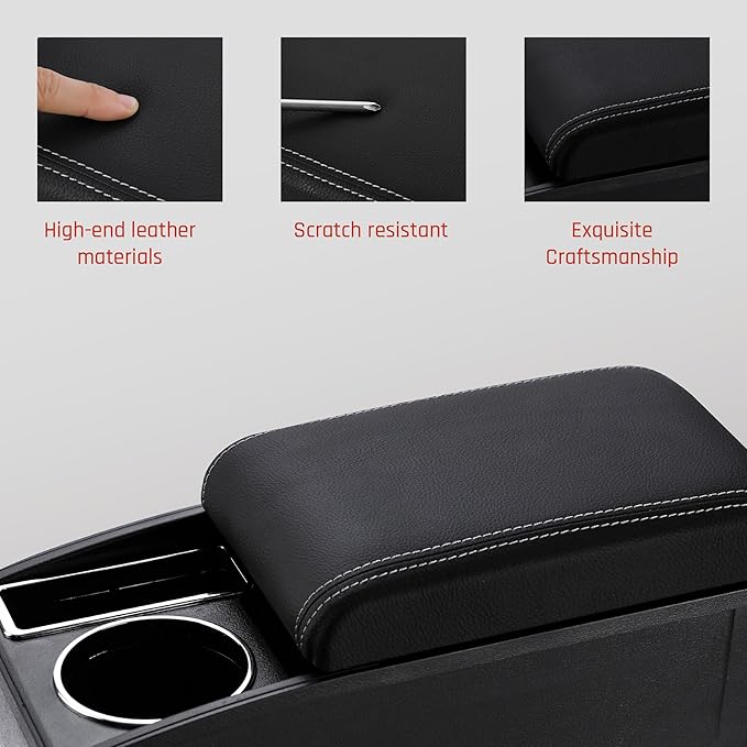 YJYWZH Car Armrest Box for Nissan Kicks Accessories 2016-2021 Center Console Storage Organizer Double Layer Space with Cup Holder Mobile Phone Holder (White Thread)
