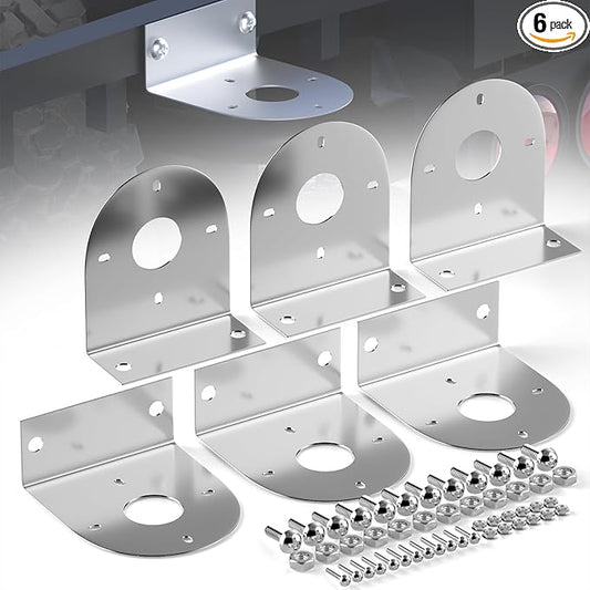 BJZ Watermelon LED Light Brackets, 304 Stainless Steel Mounting Brackets with Pre-Drilled Holes, Universal Watermelon Light L-Shape Holder for Car Truck Underglow Side Tail Roof Auxiliary Lights, 6Pcs