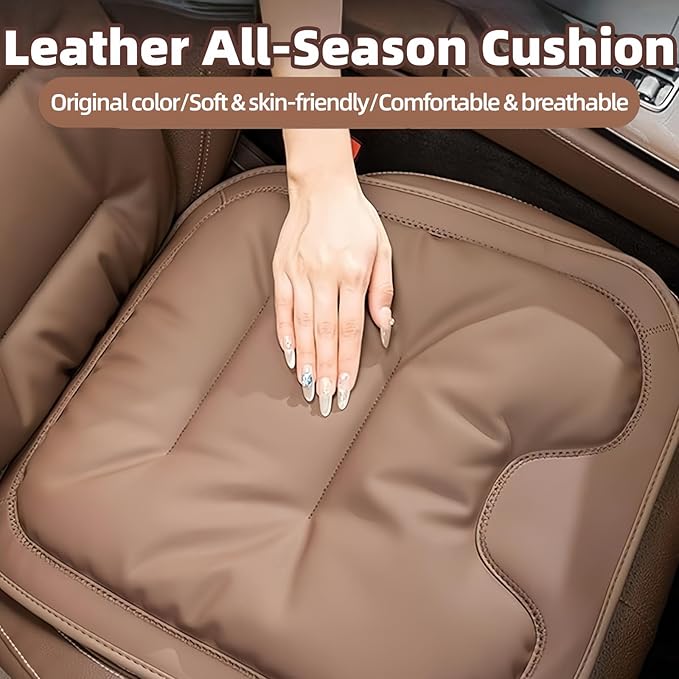 Car Seat Cushion, 2025 New Skin-Friendly Leather Seat Cushions, Breathable Dirt-Repellent Memory Foam Pad for Most Auto & Office Chairs (Red)