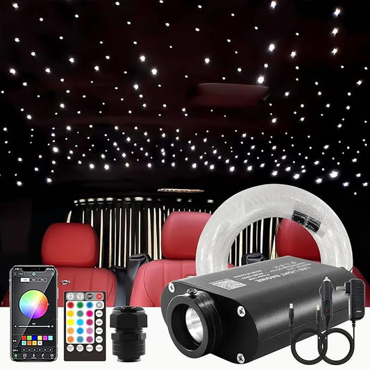 ATOKEE Sound Activated 150pcs Starlight Headliner Kit, 0.03in 6.5ft Fiber Strands 16W Star Lights for Car Controlled Via App & RF Remote