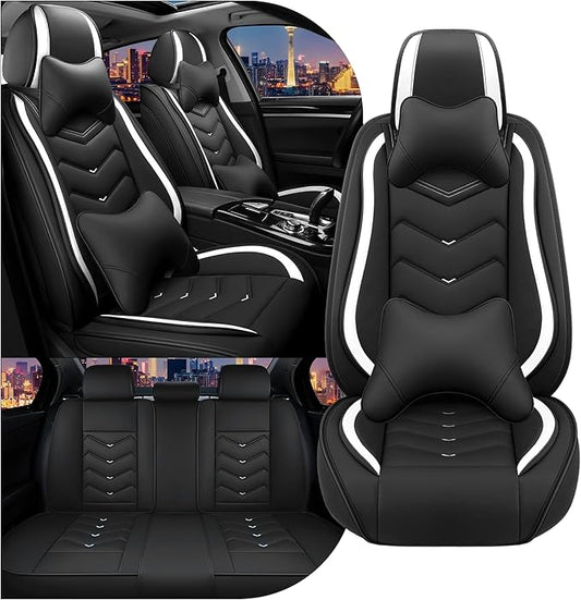 CTDS Car Seat Covers for Chevy Equinox 2005-2026, Stylish Sport Seat Cover, Premium Nappa Leather Car Seat Cover. Automobile Seat Covers Sets.(Luxury 5 Seats/Black White)