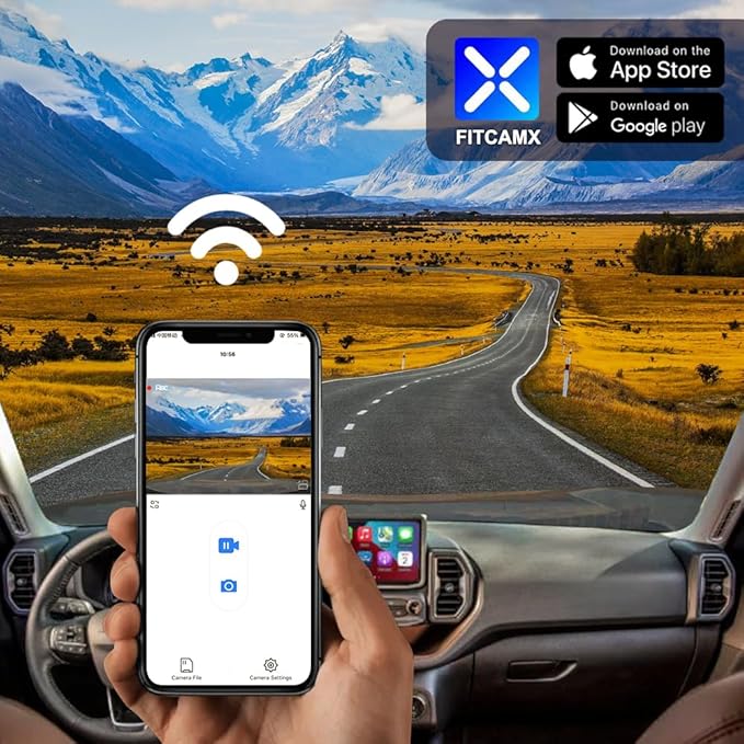 Fitcamx 4K Dash Cam Suitable for Ford Bronco Sport 2021-2025 (HD2-D5500), 5 Pin Plug, OEM Factory Look, UHD 2160P Video, Built-in WiFi & APP, Loop Recording G-Sensor, Plug & Play, 64GB Card
