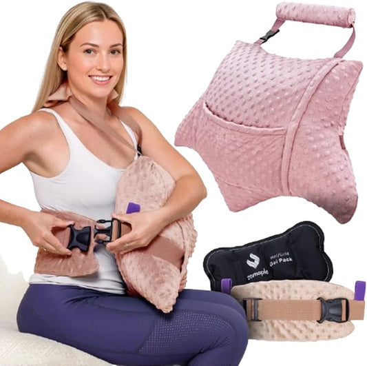 Zomaple Recovery Hysterectomy Pillow with Strap, Gel Pack & Lumbar Support – Post Abdominal Surgery Must Haves – Ideal for C-Section, Laparoscopic & Hernia Healing Comfort