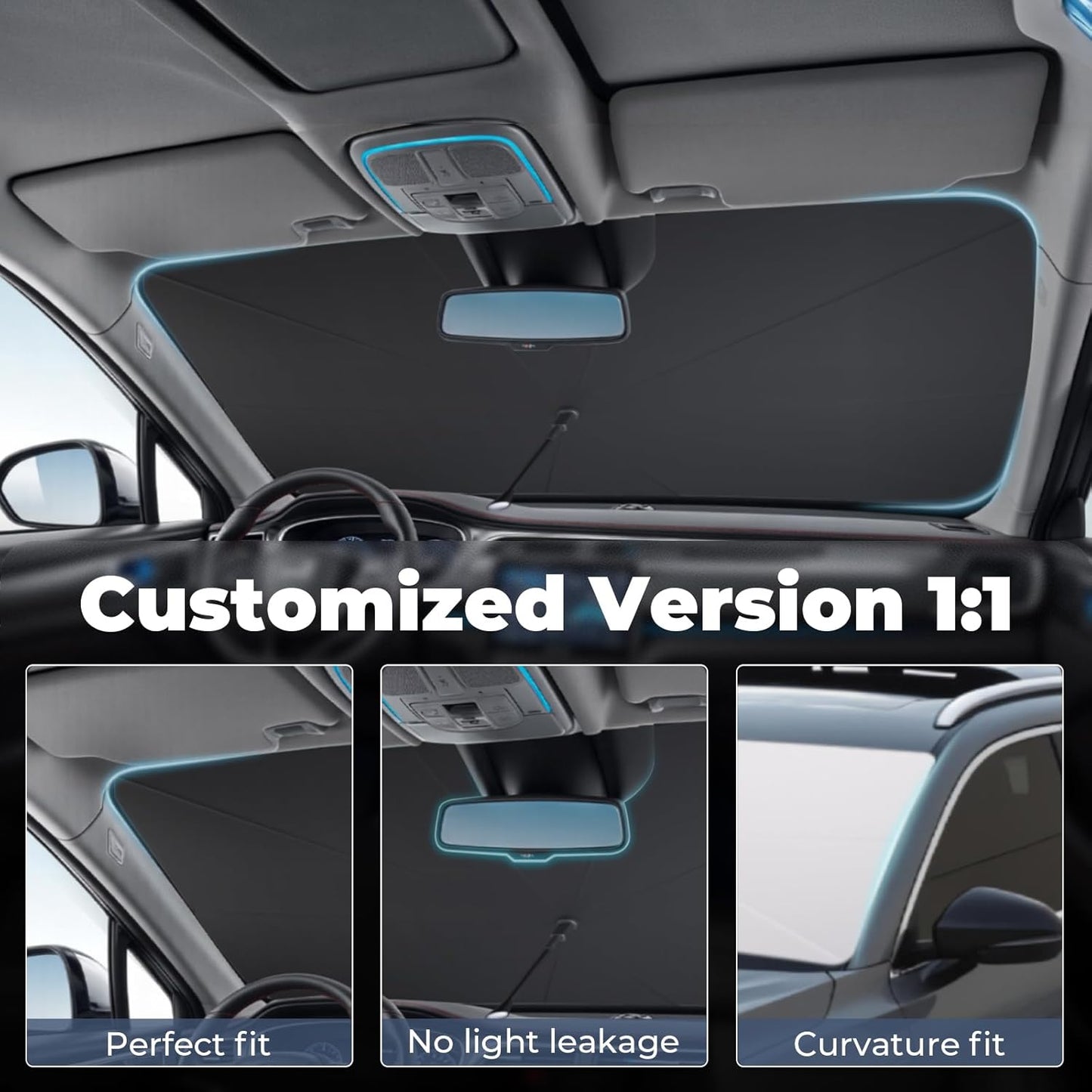 Windshield Sun Shade Umbrella: for Honda Civic 2022 2023 2024 2025 - Front Car Window Shades - Double Thickened Foldable 11th-Civic Sunshades Block UV Keep Cool