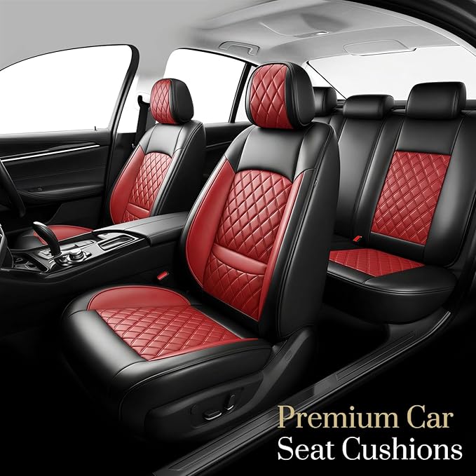 Fit for Venue Seat Covers Compatible with Hyundai Venue 2020-2026 - Waterproof Breathable Leather Automotive Seat Cushions Protector,Only 2 Front seat Covers(Red)