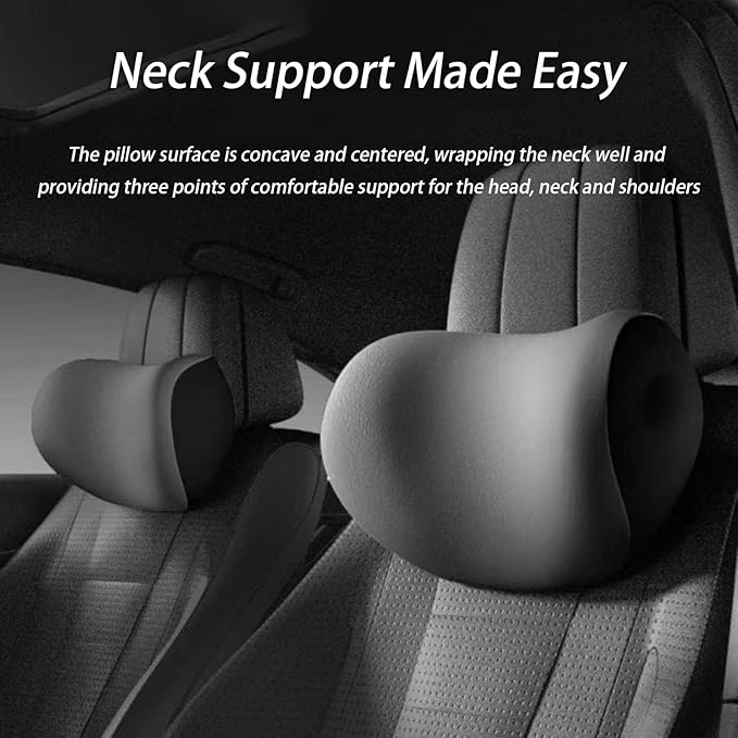 Car Lumbar Support Pillow and Car Neck Pillow Kit for Acura Integra Type S 2023 2024 2025 2026, Car Seat Neck Back Rest Pillows, Ergonomic Car Seat Headrest & Lumbar Cushion,B Grey