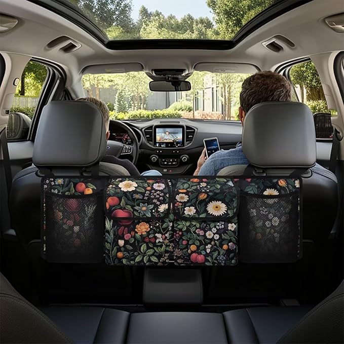 Daisy Floral Auto Car Trunk Organizer - Collapsible, Multi-Pocket Automotive SUV Car Organizer for Storage w/Adjustable Straps - Truck & Car Accessories for Women and Men