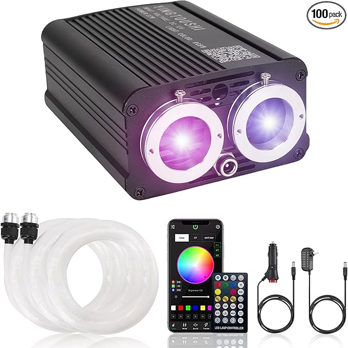 Dual Color Twinkle Starlight Headliner Kit, Music Sync 1200pcs 0.03in 9.8ft Fiber Optic Light with Meteor Shooting Star Remote Control for Car Home Ceiling Star Light