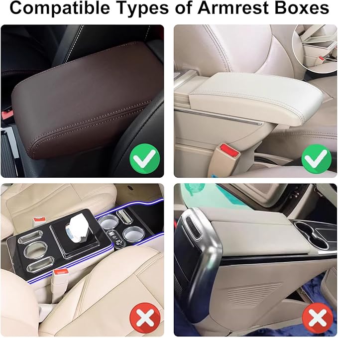 NBTEPEM Bling Crown Car Center Console Armrest Cover, Leather Middle Console Cover Cushion with 2 Storage Bags, Car Armrest Storage Box Interior Accessories for Most Vehicles(Gray)