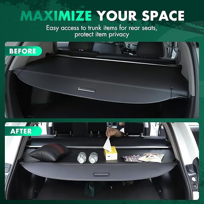 SCITOO Cargo Cover 2019-2020 Fit for Jeep Wrangler 2018-2023 Fit for Jeep Wrangler 2.0L 2020-2023 Fit for Jeep Wrangler Upgraded Retractable Rear Trunk Cover with Aluminum PVC&Plastic