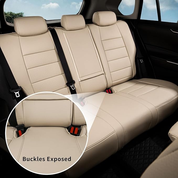 coverdream Rav4 Seat Covers Custom Fit for Toyota Rav4 2013-2018 XLE/Platinum/Limited/SE SUV,Fully Covered,Luxury Waterproof Leather Car Seat Protector,Armrest Cover Included (Full Set,Beige)