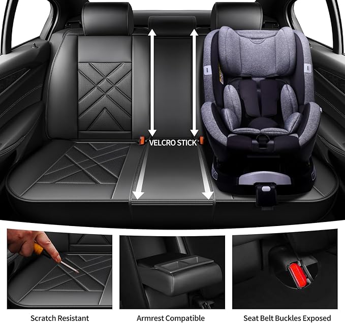 CX-7 Car Seat Covers Fit for Mazda CX-7 2007-2012, Full Coverage Premium Leather Waterproof Breathable Seat Covers Automotive Seat Protectors, Airbag Compatible(Full Set Seats, Black Beige)