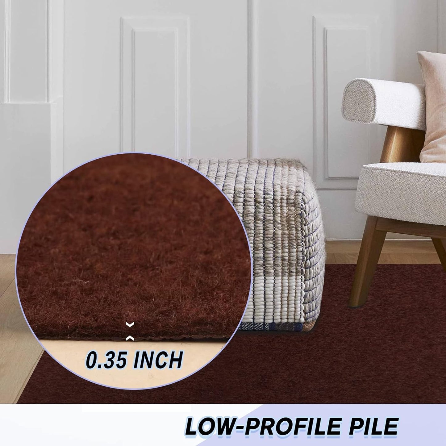 Custom Size Backed Non-Slip Area Rugs Runner, Easy Clean, Waterproof Runner Rugs for Hallway Entryway, Kitchen, Laundry, 2FT x 67FT, Brown