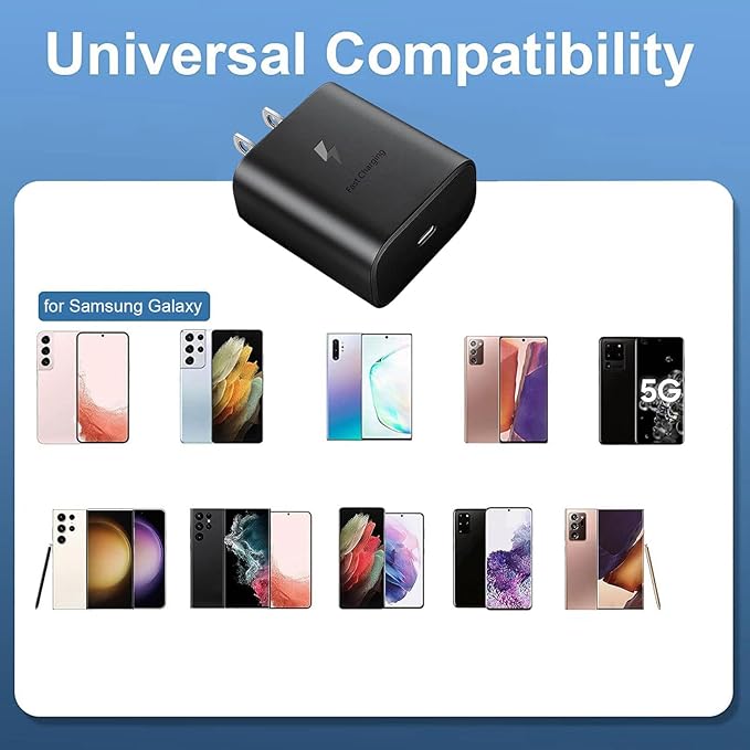 45W Fast Charger, USB C Port Adapter, wall-Mounted Cube Charging Block.Type-c Mobile Phone Charger with C to C Cable is Suitable for Samsung S25/S24/S23/S22/S21, Galaxy, and More.