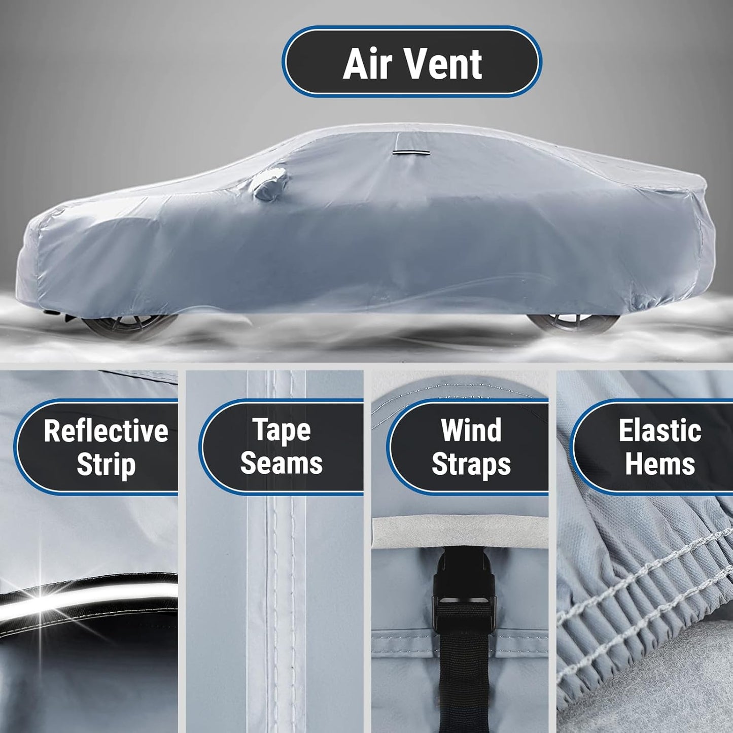 iCarCover Custom Car Cover for Buick Skylark (1986-1991) Waterproof All-Weather Rain Snow UV Sun Protector Full Exterior Indoor Outdoor Car Cover (Stripe - Gray/Black)