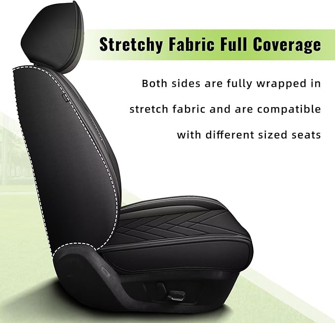 AOMSAZTO Car Seat Covers Fit for Cadillac CT4 2020-2026 Front Seat Cover Waterproof Faux Leather Automotive Auto Interior Protector Cushion (2 Seats,Black)