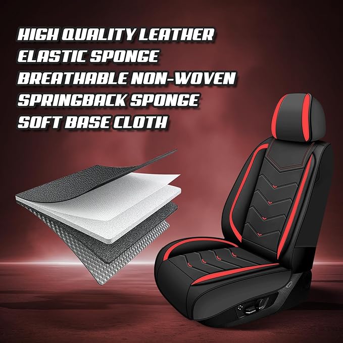 Car Seat Covers for Mercedes-Benz S-Class 2005-2026, Premium Nappa Leather Car Seat Cover, Stylish Sport Seat Covers， Automobile Seat Cover Sets.(Luxury 5 Seats/Black Red)