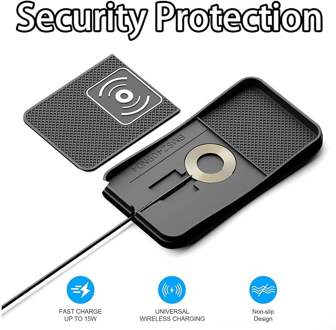 Car Wireless Charger Pad for Ford C-MAX 2013-2018, Fast Car Wireless Charging Pad for Car Center Console, Non Slip Charging Mat,1M-USB