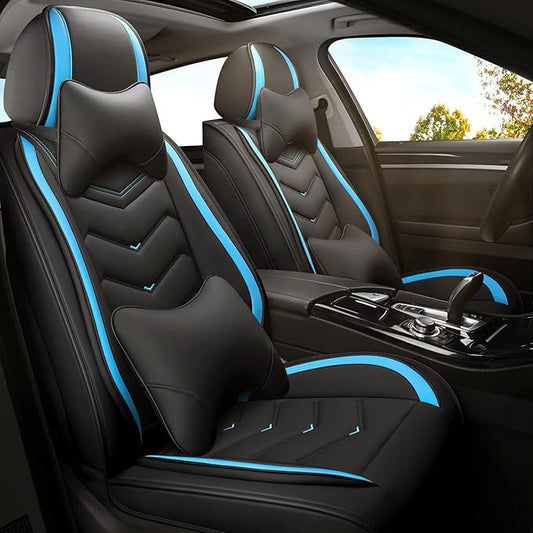 Car Seat Covers for Lexus ES 350 2007-2026, Premium Nappa Leather Car Seat Cover, Stylish Sport Seat Covers， Automobile Seat Cover Sets.(Luxury 2 Seats/Black Blue)