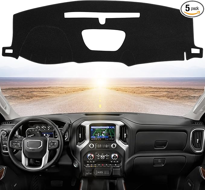 Dashboard Dash Cover Mat Carpet Compatible with 2019-2022 Chevrolet Silverado&GMC Sierra 1500/2500HD/3500HD
