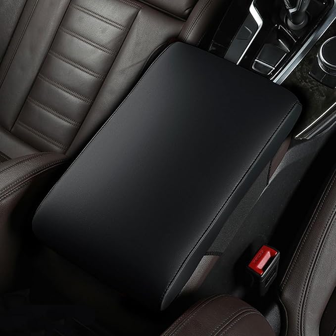 Car Armrest Cover Pad for Tesla Model 3 Premium Leather Center Console Armrest Cushion Pad Anti-Scratch Waterproof Auto Interior Accessories Black Style
