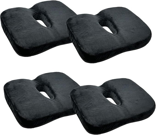 Seat Cushion - Memory Foam Sitting Pillow - Car Seat & Office Chair Cushion - Slip-Resistant with Soft Surface (4 Packs, Curved Shape)