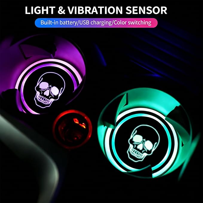 Bigfoot LED Cup Holder Lights for Car,2Pcs LED Light Up Cup Holder Coasters with 7 Colors 3 Modes,Waterproof Interior Atmosphere Lamp,Car Decor Accessories Big Foot Sasquatch Gifts for Women Men
