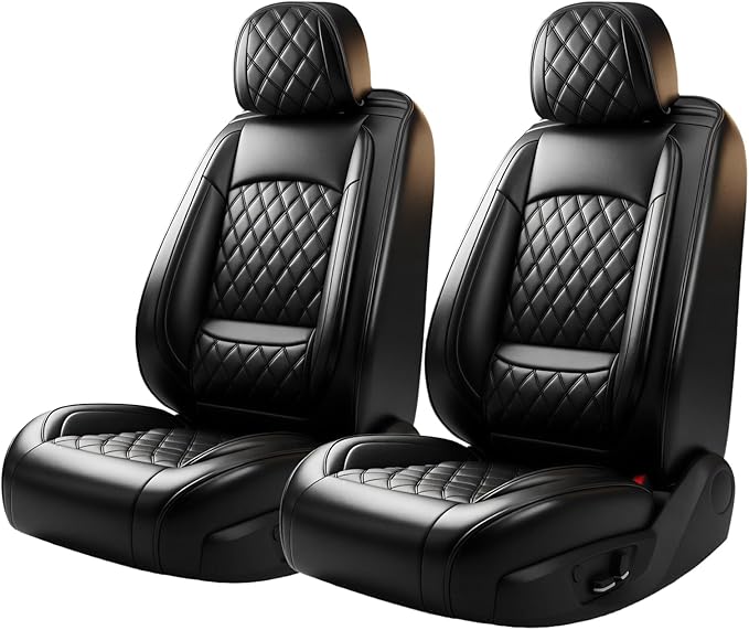 Fit for Equus Seat Covers Compatible with Hyundai Equus 2011-2016 - Waterproof Breathable Leather Automotive Seat Cushions Protector,Airbag Compatible,Only 2 Front seat Covers(Black)