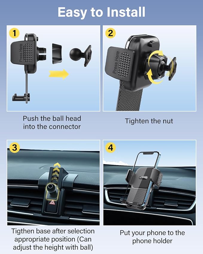 SKYLOTEC Car Phone Holder for Toyota Tacoma 2016 2017 2018 2019-2022 2023 Accessories Automobile Cradles Phone Mount, Cell Phone Base Not Block Air Vent