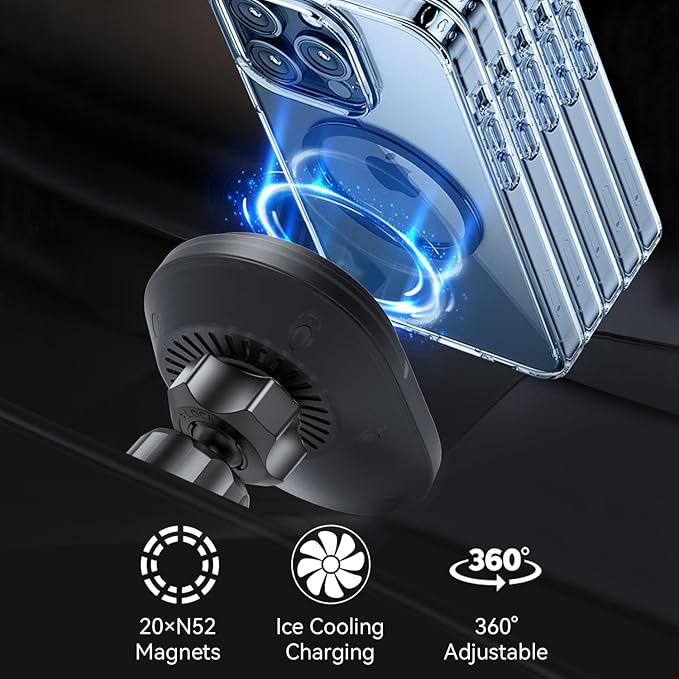 for MagSafe Highlander Mount Charger, Exclusive fits for 2014-2019 Toyota Highlander, Compatible with iPhone 17/16/15/14/13/12/Mini Series, Intelligent Heat Dissipation Fast Charging 15W
