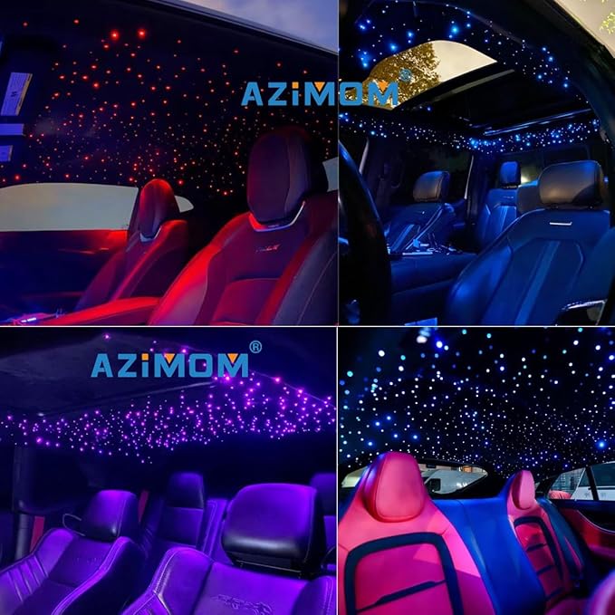 AZIMOM Mini 6W Twinkle 600pcs Fiber Optic Starlight Headliner Kit for Car Home 0.03in 13.1ft End Glow Fiber Strands Sound-Activated APP& Remote Control Starlight Engine