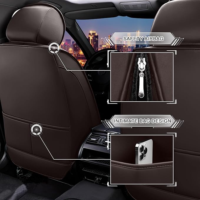CTDS Car Seat Covers for Honda HR-V 2016-2026, Stylish Sport Seat Cover, Premium Nappa Leather Car Seat Cover. Automobile Seat Covers Sets.(Standard 2 Seats/Coffee Color)