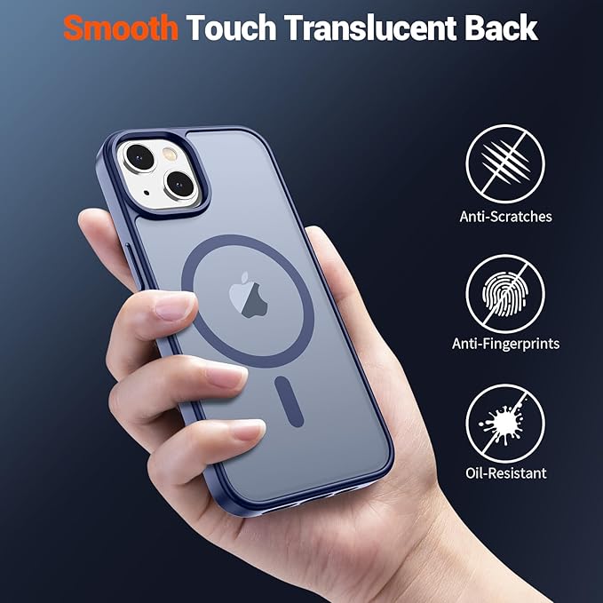 SUPFINE Magnetic for iPhone 15 Plus Case & iPhone 14 Plus Case(Compatible with MagSafe)(Military Grade Drop Protection) Slim Translucent with Anti-Fingerprint Phone Case,Lavender Gray