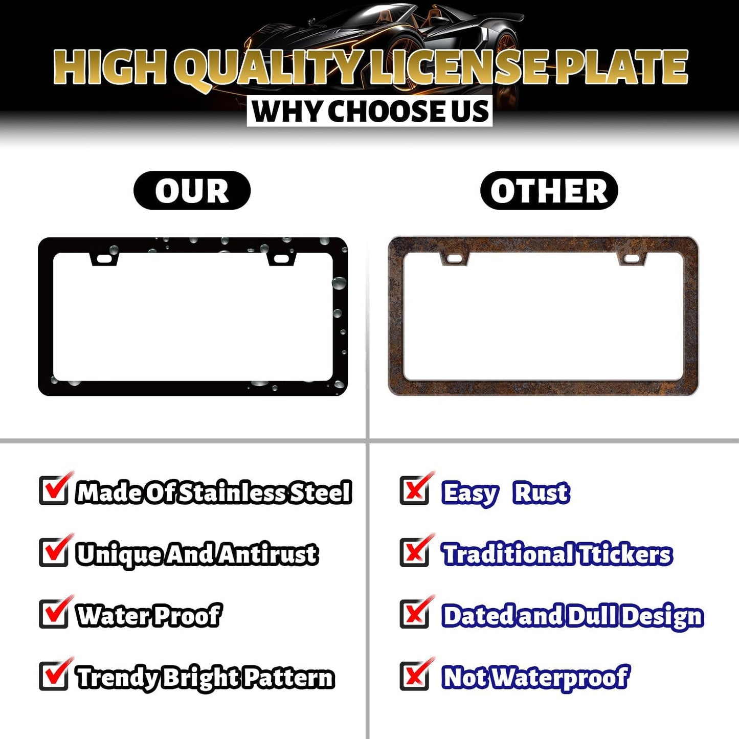 Mountain License Plate Frame Mountains Heartbeat License Plate Holder Colorful License Plate for Car Decoration Stainless Steel Car Accessory with Screws for Men Women 12.3" x 6.3"