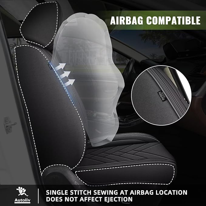 AOMSAZTO Car Seat Covers Fit for GMC Acadia 2017-2026: Full Set Waterproof Faux Leather Automotive Seat Covers Vehicle Seat Cushion Protector Car Interior Covers(5 Seats Black)