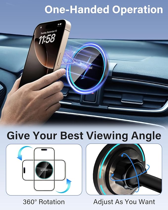 Phone Holder for Toyota Corolla 2020-2025/Corolla Cross Hybrid Hatchback 2022-2025 Accessories Car Magnetic Phone Mount Compatible with MagSafe, Strong Magnets Fast Wireless Charger Cell Phone Base