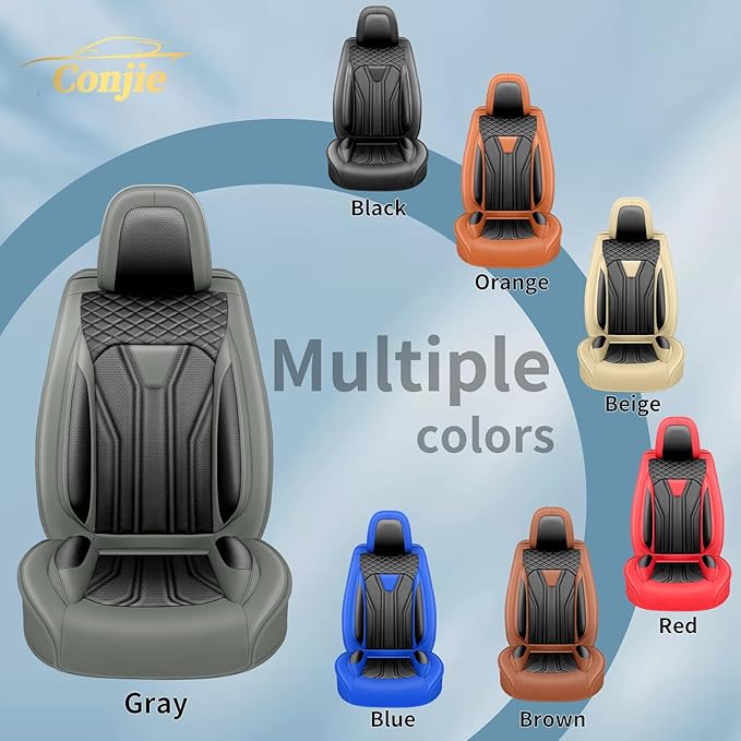 Fit Kicks Car Seat Covers Premium Leather Compatible with Nissan Kicks 2018 2019-2026 (5 Seats Full Set Waterproof Breathable All-Weather Seat Cushion Protector（5 Seats Gray & Black)