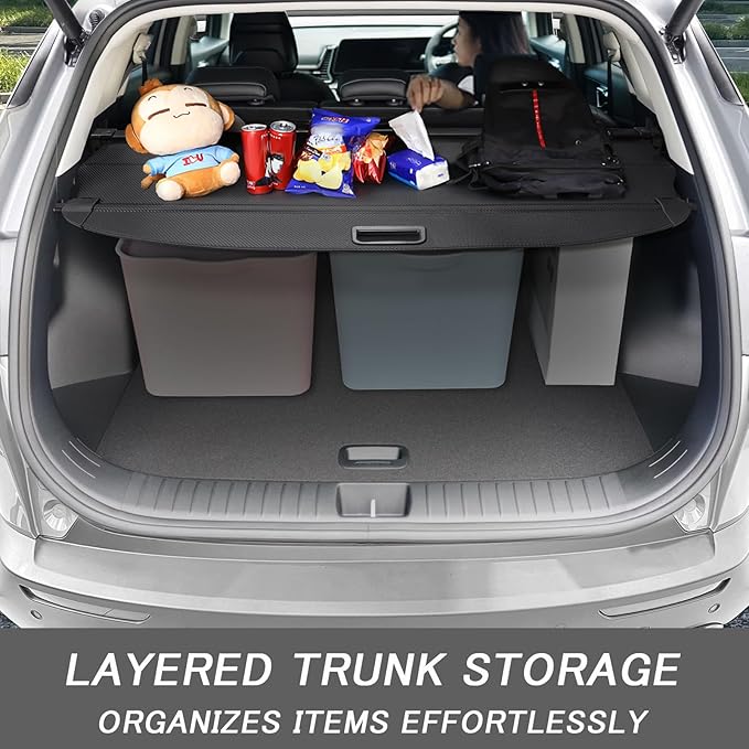 Cargo Cover for Kia Sportage 2023 2024 2025 2026 Accessories Retractable Trunk Cover Security Shielding Shade Cargo Luggage Cover Trunk Storage Privacy Protection (Carbon Fiber Texture)