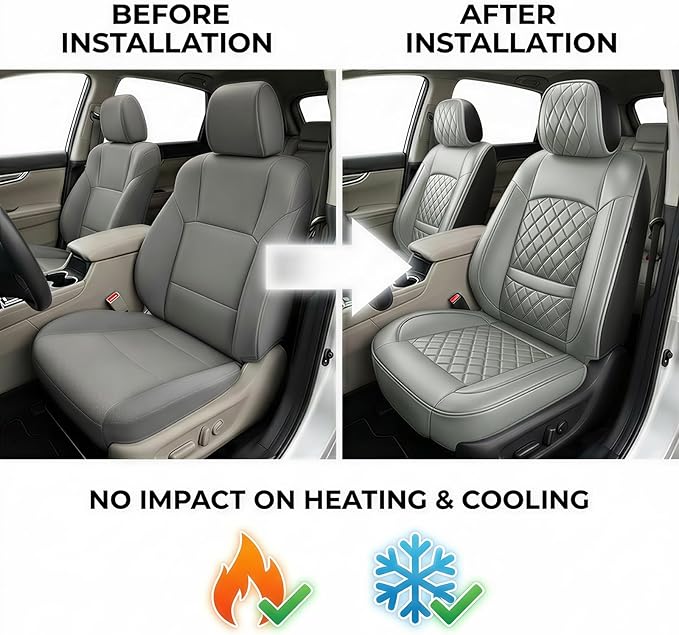 Fit Elantra Car Seat Covers for Hyundai Elantra 2017-2025 2026 - Premium Leather, Waterproof, All-Weather, Airbag Compatible, Anti-Slip, Breathable, Seat Protectors, Full Set, Gary