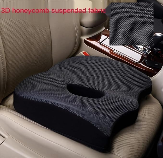 Heightening Wedge Car Seat Cushion Pad for Driving with Comfort Memory Foam, Curved Design Closely Adheres to The Lumbar Spine and Buttocks, Relieving Fatigue Broader Vision (Waist Cushion,Blue)