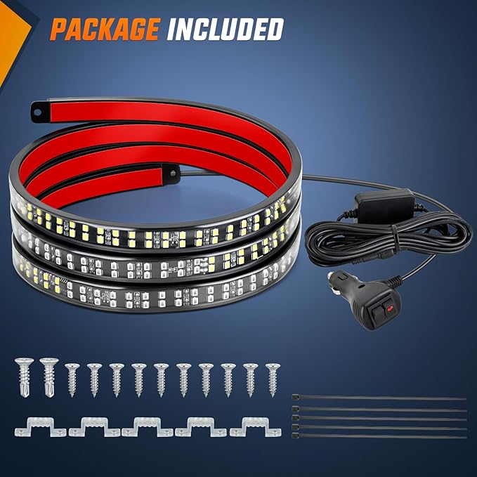 Nilight 60 Inch Truck Tailgate Strobe Light Strip Tail Emergency Bar Rear Window Warning Lamp Ultra-Bright Double Row 360 LED for Pickup Trailers Construction Vehicles Car SUV, Green White