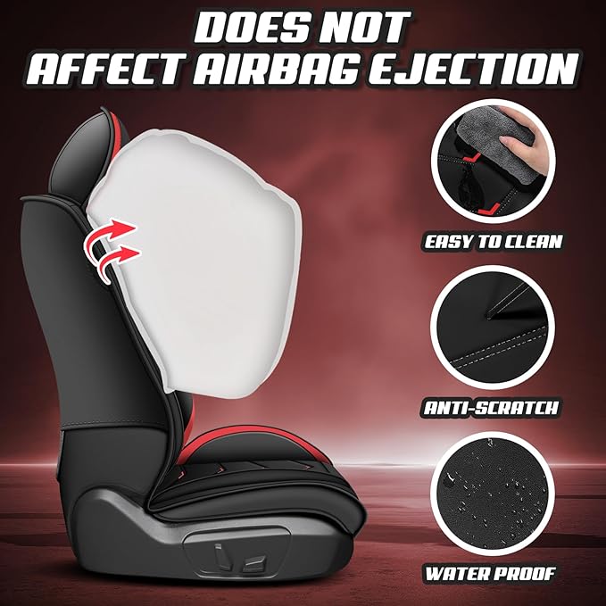 Car Seat Covers for Mercedes-Benz S-Class 2005-2026, Premium Nappa Leather Car Seat Cover, Stylish Sport Seat Covers， Automobile Seat Cover Sets.(Standard 2 Seats/Black Red)