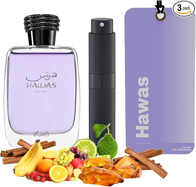 Luxury Car Perfume Long Lasting Air Freshener duration 60 days - Bottle 10ml + 2 tags aroma holder, PERFUME (HAWAS)