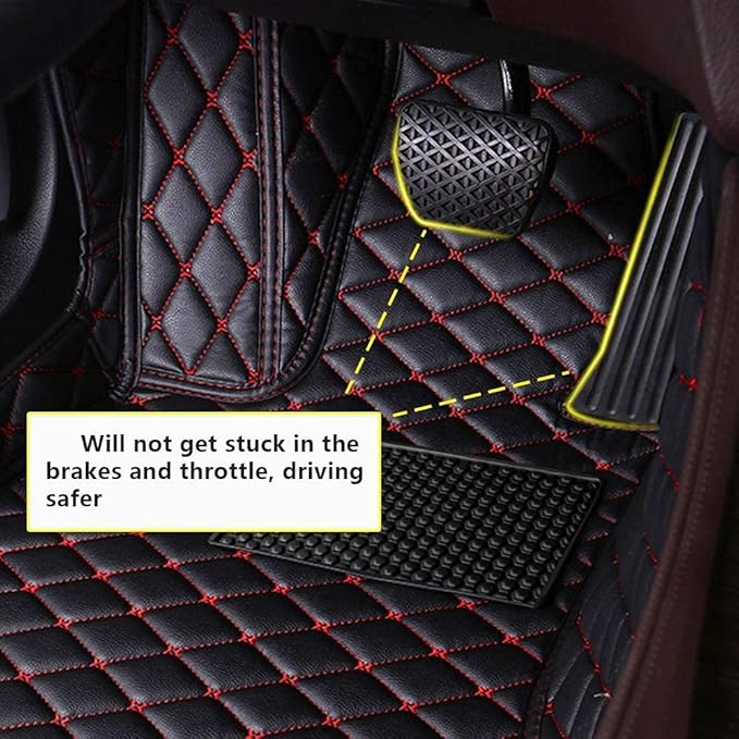 Custom Fit Car Floor Mats - Full Coverage Automotive Leather Floor Liners for Most Vehicles by MingyunSM (Black White)