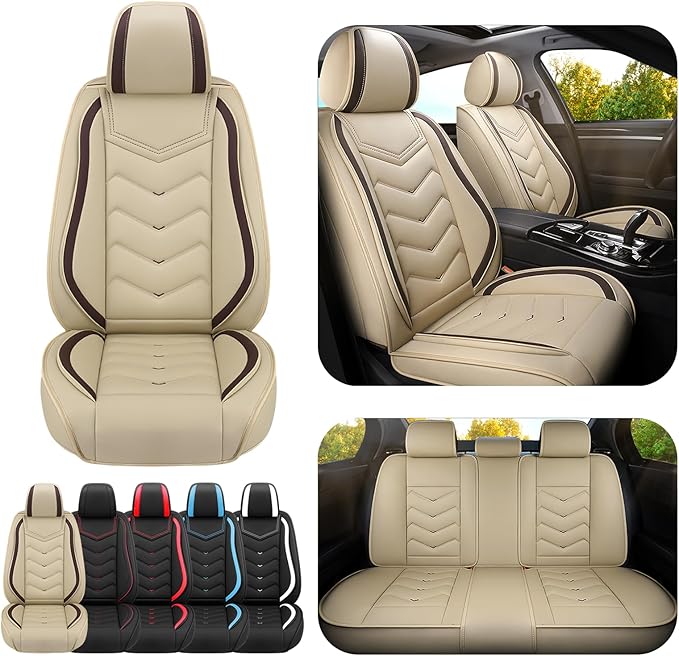 Car Seat Covers for Mercedes-Benz S-Class 2005-2026, Premium Nappa Leather Car Seat Cover, Stylish Sport Seat Covers， Automobile Seat Cover Sets.(Standard 5 Seats/Beige)