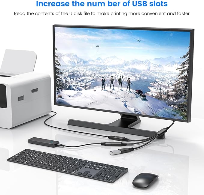 MOGOOD USB 3-Port Expander, 1 Male to 3 Female Extension Cord, Braided & Durable – Fast Data Transfer & Charging Split for Laptop, Car, Keyboard, Mouse, Flash Drive, LED Strip