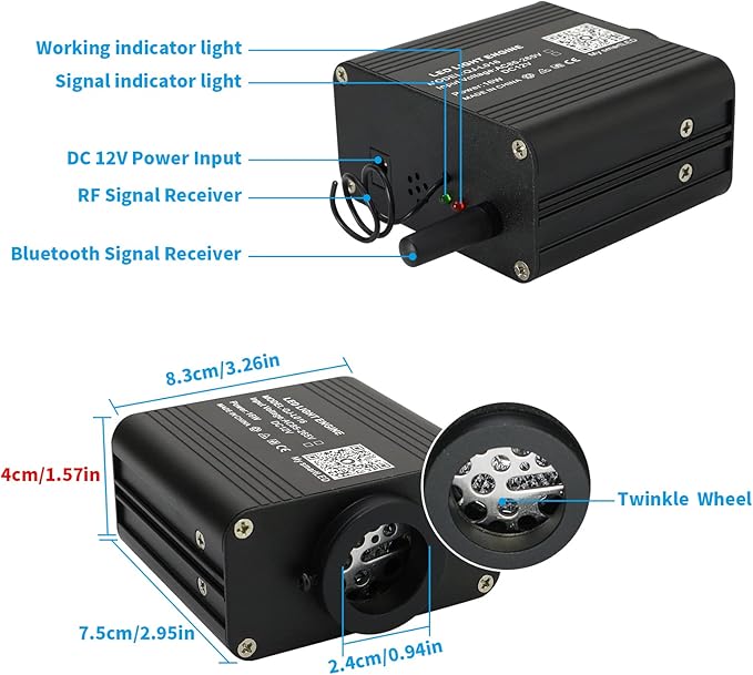 AMKI Updated 16W Starlight Headliner Kits 650pcs 0.03in 9.8ft Twinkle + Music Mode Mixed APP Remote Sound Control Car Home RGBW Fiber Optic Light Star Ceiling Light Kit